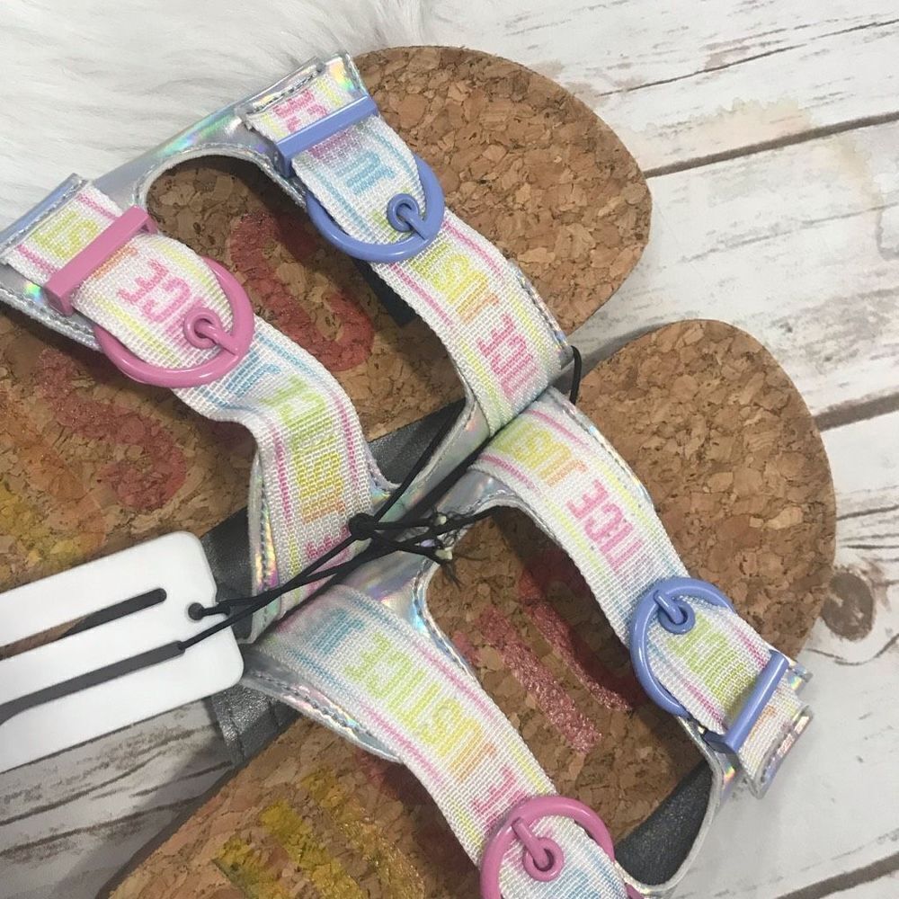 Justice Girl’s Sandals Slides Shoes Size 5 New youth